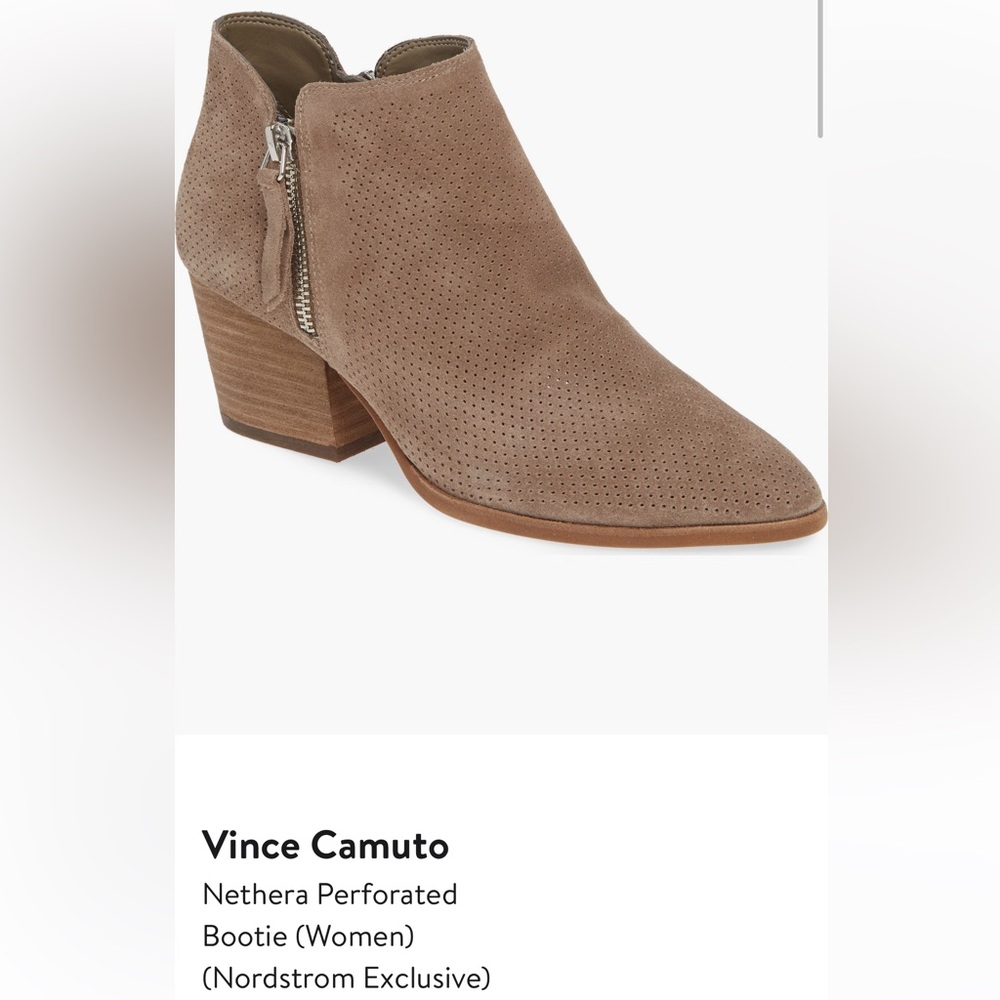 Vince Camuto Brown Perforated Ankle Booties